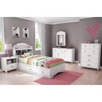 Twin Tiara Mates Kids' Bed with 3 Drawers Pure White - South Shore: Modern Twin Bed Frame, Storage, Unupholstered
