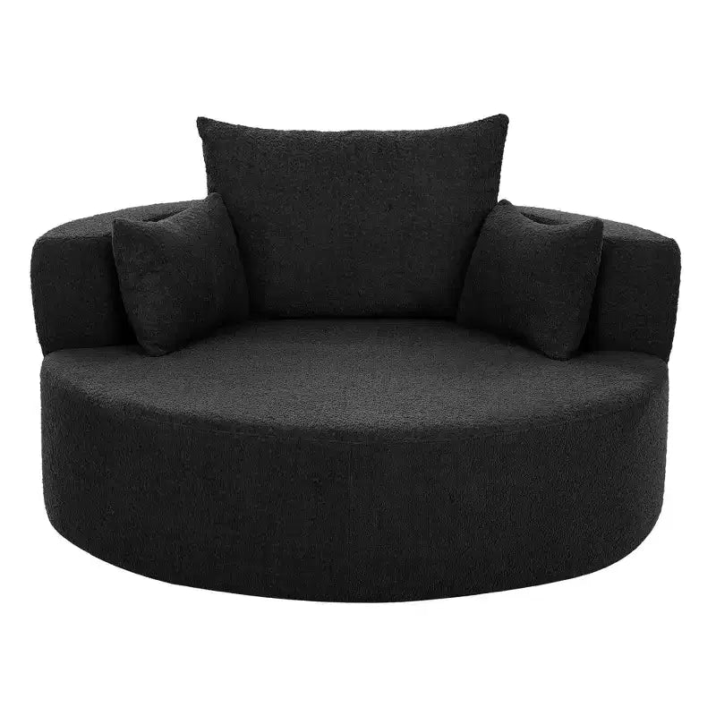 Merax 360 Swivel Oversized Round Accent Chair with Removable Pillows