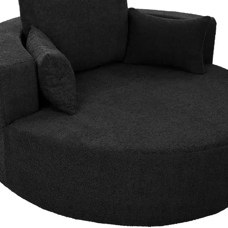 Merax 360 Swivel Oversized Round Accent Chair with Removable Pillows