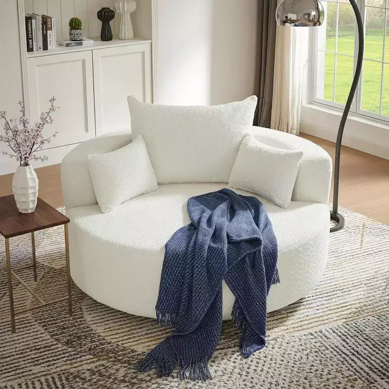 Merax 360 Swivel Oversized Round Accent Chair with Removable Pillows