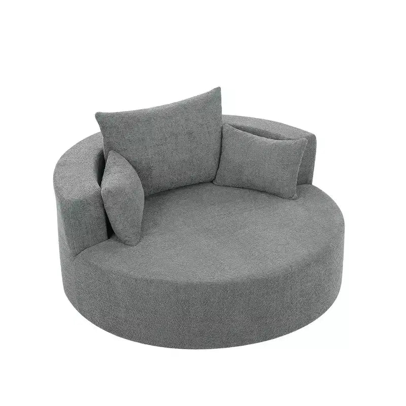 Merax 360 Swivel Oversized Round Accent Chair with Removable Pillows