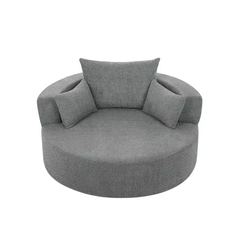 Merax 360 Swivel Oversized Round Accent Chair with Removable Pillows