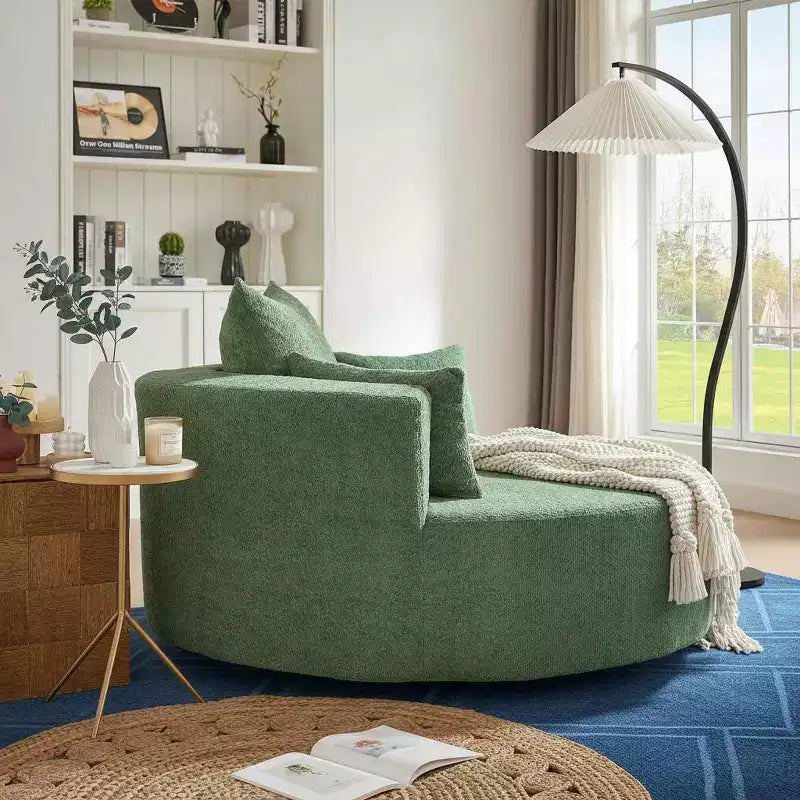 Merax 360 Swivel Oversized Round Accent Chair with Removable Pillows