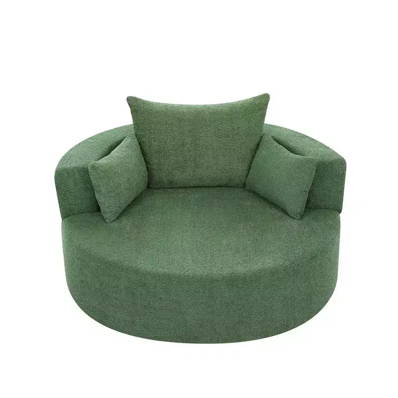 Merax 360 Swivel Oversized Round Accent Chair with Removable Pillows