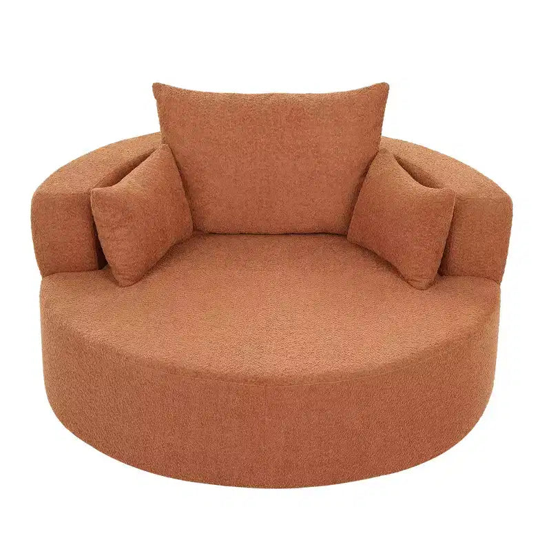 Merax 360 Swivel Oversized Round Accent Chair with Removable Pillows