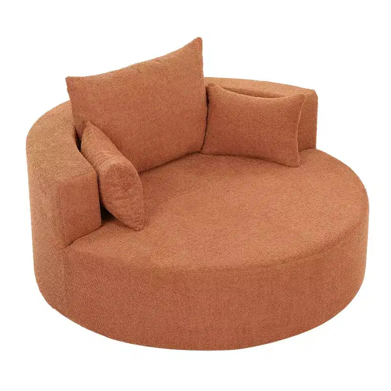 Merax 360 Swivel Oversized Round Accent Chair with Removable Pillows