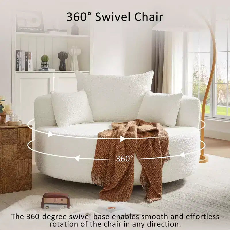 Merax 360 Swivel Oversized Round Accent Chair with Removable Pillows