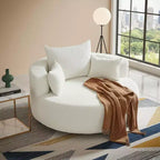 Merax 360 Swivel Oversized Round Accent Chair with Removable Pillows