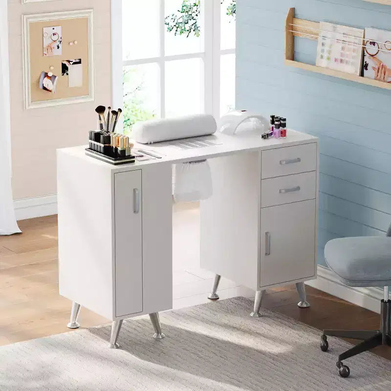 Nail Desk with Dust Collector, 42.5 inch Manicure Table with Storage for Nail Techs, Beauty Salon Workstation