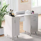 Nail Desk with Dust Collector, 42.5 inch Manicure Table with Storage for Nail Techs, Beauty Salon Workstation