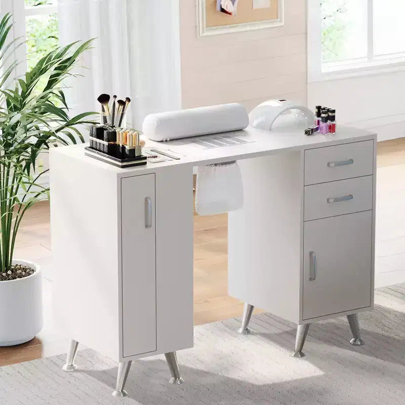 Nail Desk with Dust Collector, 42.5 inch Manicure Table with Storage for Nail Techs, Beauty Salon Workstation