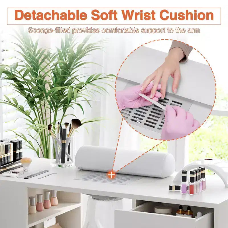 Nail Desk with Dust Collector, 42.5 inch Manicure Table with Storage for Nail Techs, Beauty Salon Workstation