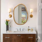 GDFStudio Grant Modern Wooden Decorative Irregular Wavy Wall Mirror