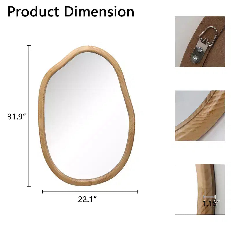 GDFStudio Grant Modern Wooden Decorative Irregular Wavy Wall Mirror