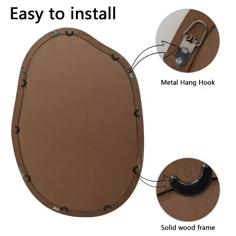 GDFStudio Grant Modern Wooden Decorative Irregular Wavy Wall Mirror