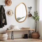 GDFStudio Grant Modern Wooden Decorative Irregular Wavy Wall Mirror