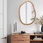 GDFStudio Grant Modern Wooden Decorative Irregular Wavy Wall Mirror