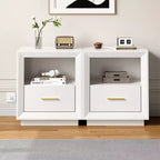 Heynemo Nightstand with Charging Station: Bedside Table with Spacious Drawer, 2 Outlets USB Type-C, Drawer Storage Cabinet for Bedroom Dorm