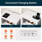 Heynemo Nightstand with Charging Station: Bedside Table with Spacious Drawer, 2 Outlets USB Type-C, Drawer Storage Cabinet for Bedroom Dorm