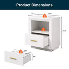 Heynemo Nightstand with Charging Station: Bedside Table with Spacious Drawer, 2 Outlets USB Type-C, Drawer Storage Cabinet for Bedroom Dorm