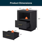 Heynemo Nightstand with Charging Station: Bedside Table with Spacious Drawer, 2 Outlets USB Type-C, Drawer Storage Cabinet for Bedroom Dorm