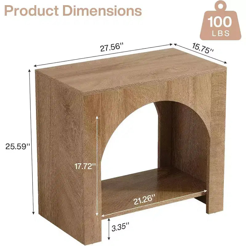 Lantine End Side Table, Large Sofa Side Table with Heavy-Duty Wooden Pedestal for Living Room, with Storage for Bedroom
