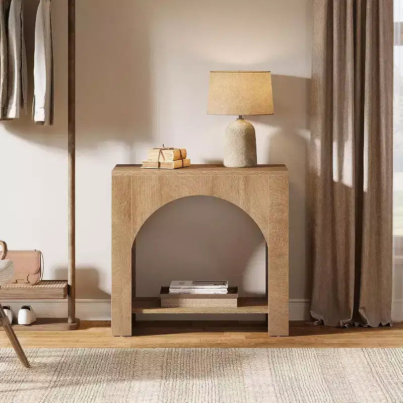 Lantine End Side Table, Large Sofa Side Table with Heavy-Duty Wooden Pedestal for Living Room, with Storage for Bedroom