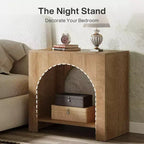 Lantine End Side Table, Large Sofa Side Table with Heavy-Duty Wooden Pedestal for Living Room, with Storage for Bedroom
