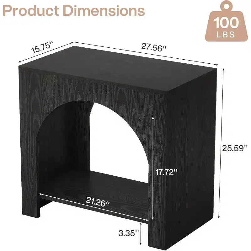 Lantine End Side Table, Large Sofa Side Table with Heavy-Duty Wooden Pedestal for Living Room, with Storage for Bedroom