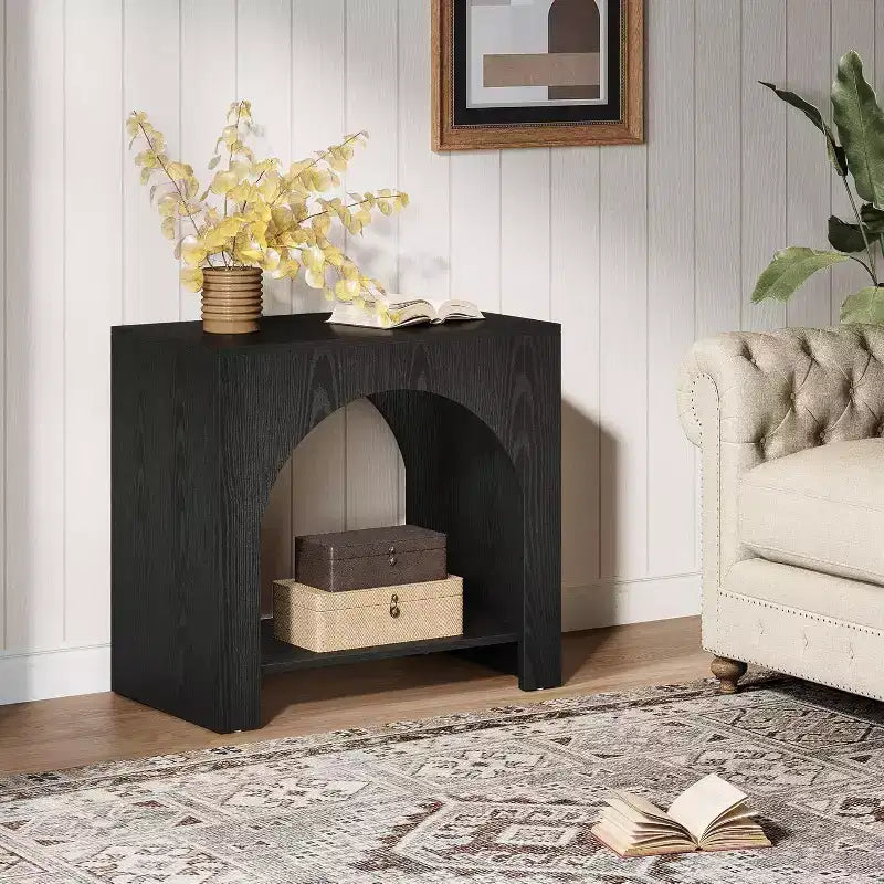 Lantine End Side Table, Large Sofa Side Table with Heavy-Duty Wooden Pedestal for Living Room, with Storage for Bedroom