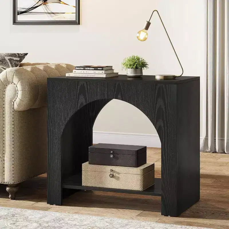 Lantine End Side Table, Large Sofa Side Table with Heavy-Duty Wooden Pedestal for Living Room, with Storage for Bedroom
