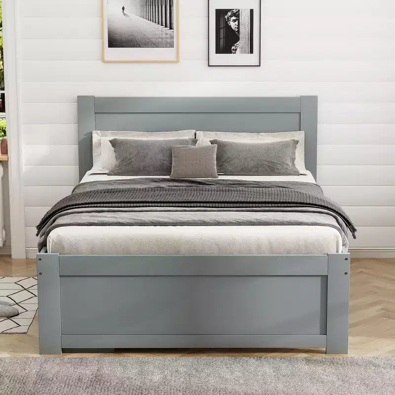 Platform Bed with Drawer and 2 Shelves, Solid Wood Captain's Bed Frame for Kids Boys Girls Bedroom