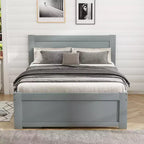 Platform Bed with Drawer and 2 Shelves, Solid Wood Captain's Bed Frame for Kids Boys Girls Bedroom