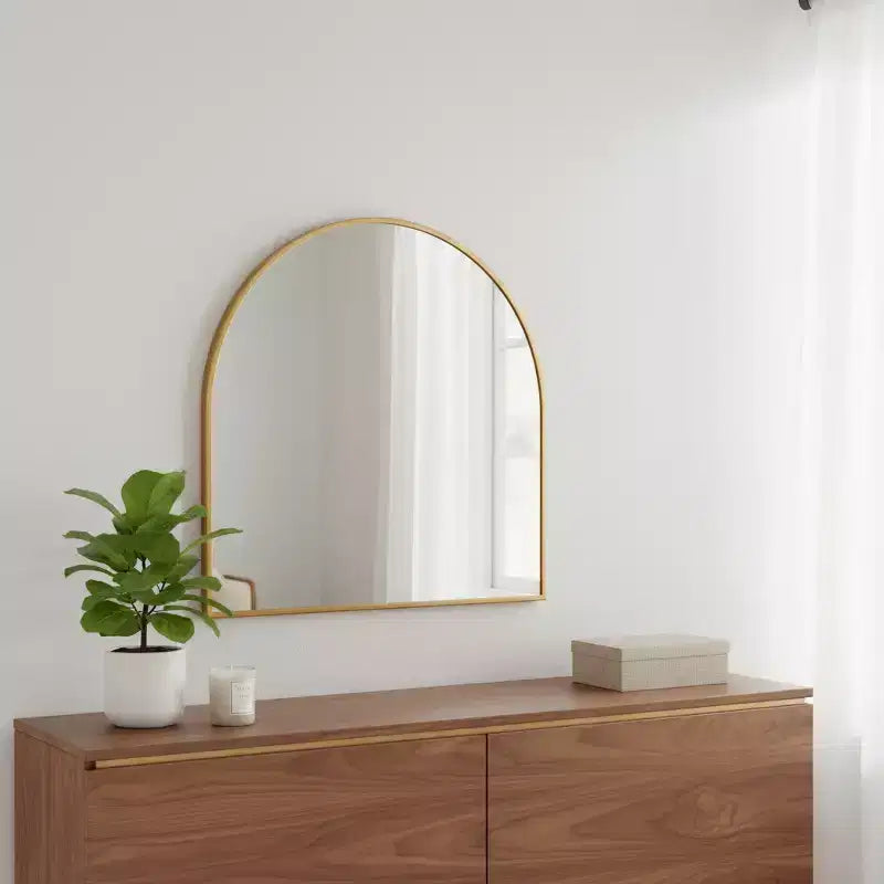 HomeRoots 29 Gold Metal Arch Framed Accent Mirror