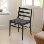 MAYEERTY Set of 2 Walnut Wood Rattan Dining Chairs, Comfortable Woven Seat, Fully Assembled