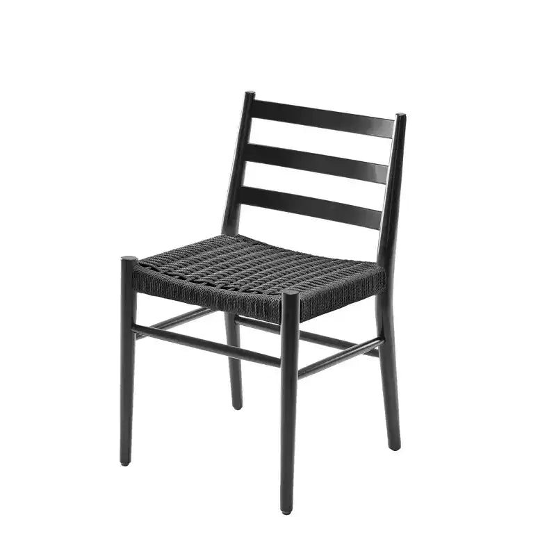 MAYEERTY Set of 2 Walnut Wood Rattan Dining Chairs, Comfortable Woven Seat, Fully Assembled