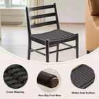 MAYEERTY Set of 2 Walnut Wood Rattan Dining Chairs, Comfortable Woven Seat, Fully Assembled