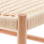 MAYEERTY Set of 2 Walnut Wood Rattan Dining Chairs, Comfortable Woven Seat, Fully Assembled