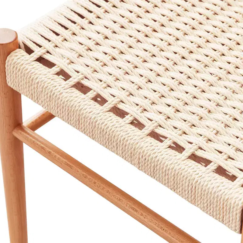 MAYEERTY Set of 2 Walnut Wood Rattan Dining Chairs, Comfortable Woven Seat, Fully Assembled
