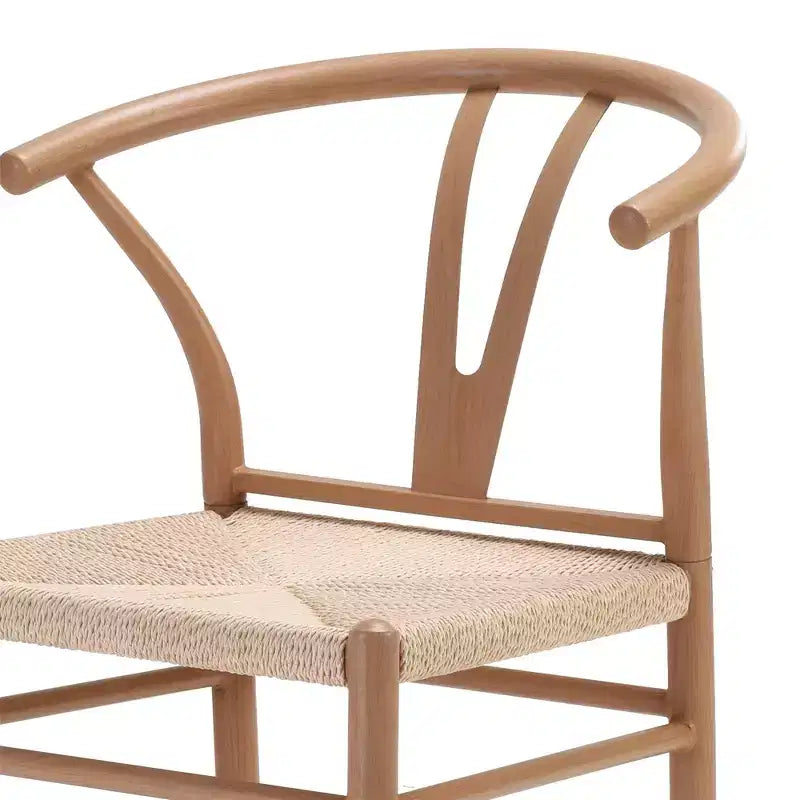 MAYEERTY Set of 2 Walnut Wood Rattan Dining Chairs, Comfortable Woven Seat, Fully Assembled