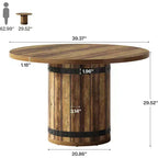 Lantine Round Dining Table for 4 People, 39.37 Dinner Table with Fence Pedestal Base, Farmhouse Kitchen Table for Dining Room, Living Room