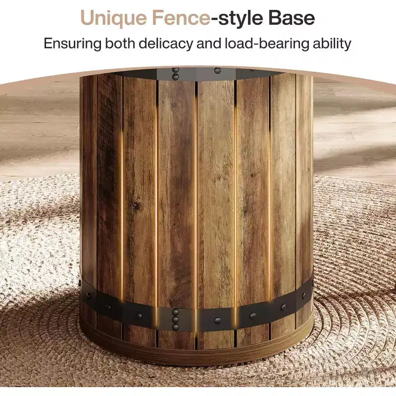 Lantine Round Dining Table for 4 People, 39.37 Dinner Table with Fence Pedestal Base, Farmhouse Kitchen Table for Dining Room, Living Room