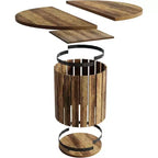 Lantine Round Dining Table for 4 People, 39.37 Dinner Table with Fence Pedestal Base, Farmhouse Kitchen Table for Dining Room, Living Room