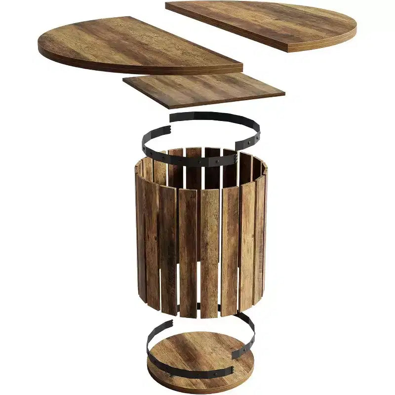 Lantine Round Dining Table for 4 People, 39.37 Dinner Table with Fence Pedestal Base, Farmhouse Kitchen Table for Dining Room, Living Room