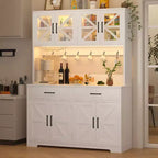 Dyonery 71 LED Kitchen Pantry Cabinet with Power Outlet,Large Kitchen Storage Cabinet with Acrylic Door & Shelves & 2 Drawers,Tall Modern Coffee Bar