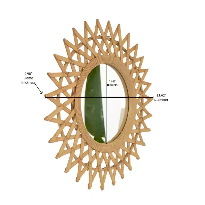 GDFStudio Solana Farmhouse Bamboo Wall Mirror
