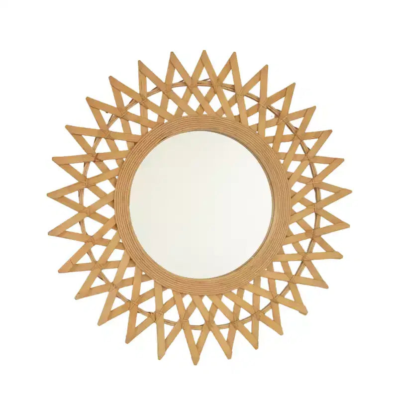 GDFStudio Solana Farmhouse Bamboo Wall Mirror
