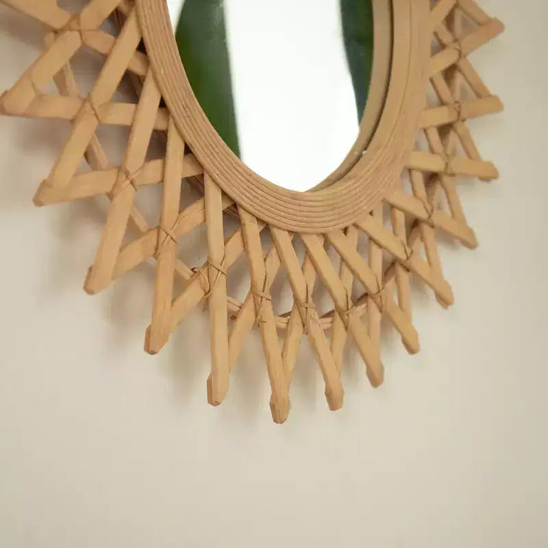 GDFStudio Solana Farmhouse Bamboo Wall Mirror