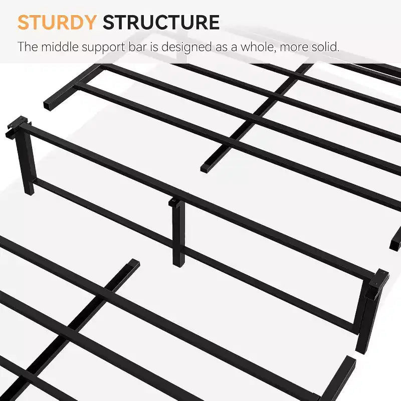 Metal Platform Bed Frame with Rattan Headboard and Footboard, Quiet, Sturdy Slats, Under-Bed Storage, Child and Pet Safe, No Box Spring Required
