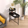 Okak Modern 2-Tier End Table with Storage Shelves, Side Table with Metal Frame, Accent Table for Living Room, Sofa Side, Bedroom, Black